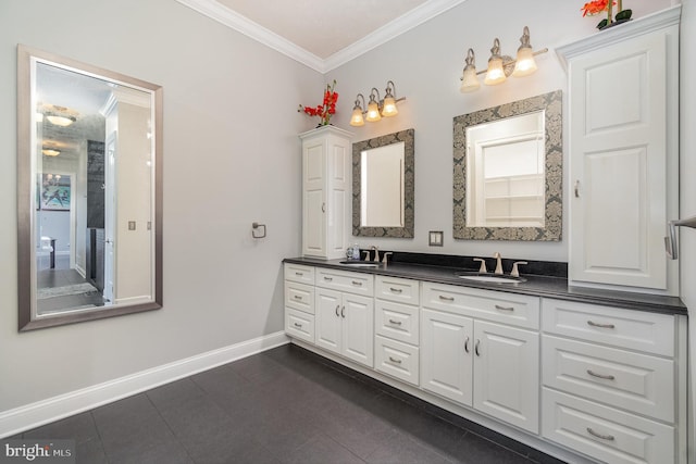 890 Hobart Rd, Hanover, PA 17331 - full bathroom with double vanity, crown molding, and baseboards