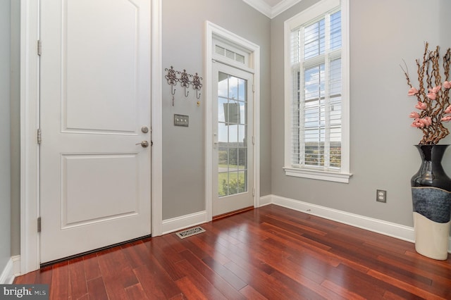 890 Hobart Rd, Hanover, PA 17331 - entryway featuring dark wood-style flooring, baseboards, and crown molding