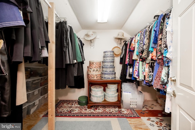 spacious closet featuring lofted ceiling