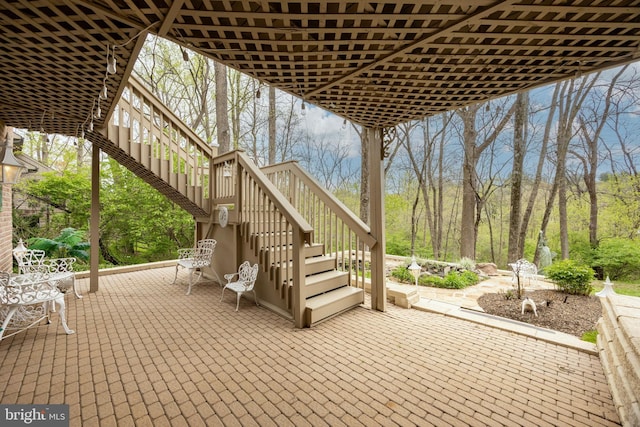view of patio with stairway