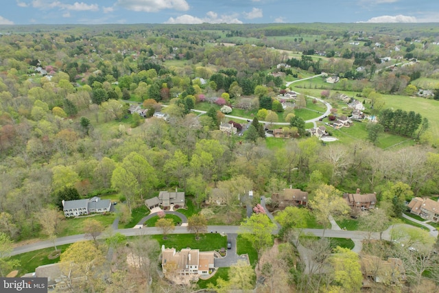 bird's eye view with a view of trees