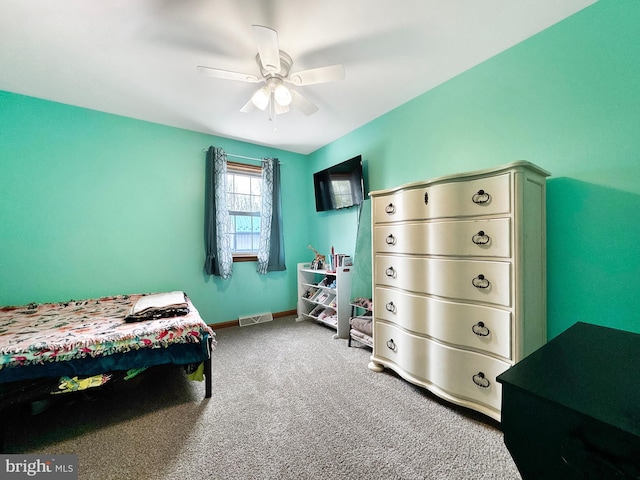 353 Kerrsville Rd, Carlisle, PA 17015 - bedroom featuring baseboards, a ceiling fan, visible vents, and carpet
