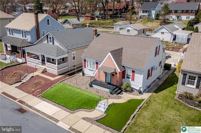 aerial view with a residential view