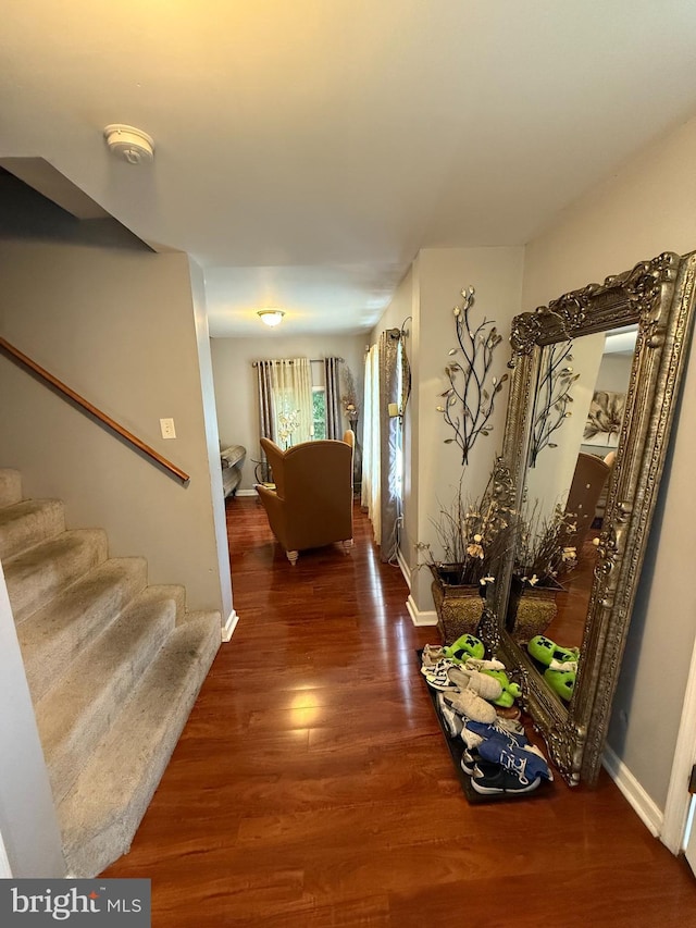 4006 Chesmont Ave, Baltimore, MD 21206 - corridor featuring stairway, wood finished floors, and baseboards