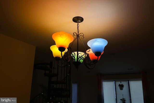 detailed view of a chandelier