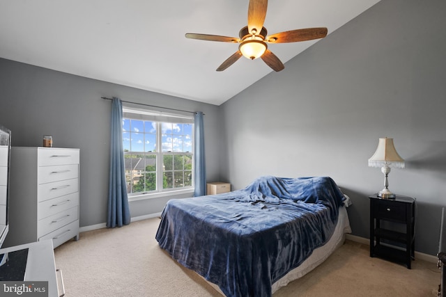 2420 Huntwood Ct, Frederick, MD 21702 - bedroom with baseboards, vaulted ceiling, and light colored carpet