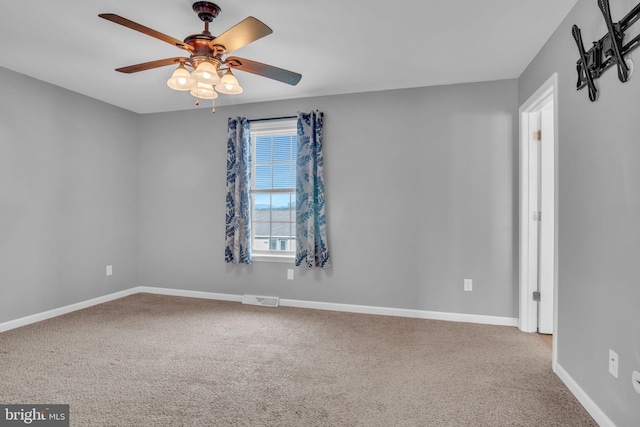 5 Raven Way, Shippensburg, PA 17257 - carpeted empty room with visible vents, baseboards, and ceiling fan