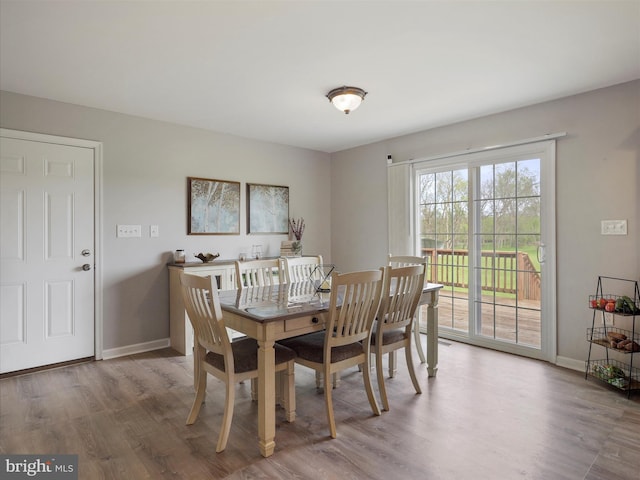 dining room featuring baseboards and wood finished floors