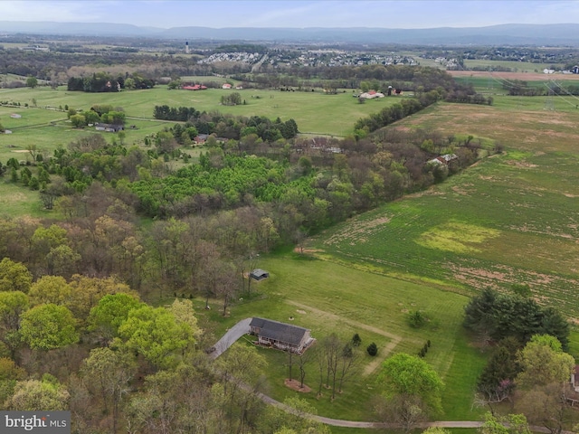 aerial view featuring a rural view