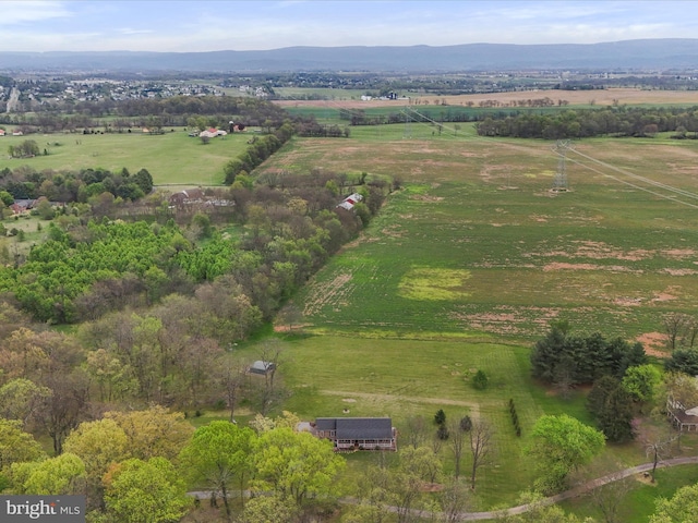 aerial view with a rural view and a mountain view