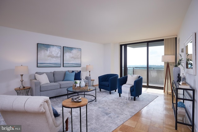 living area featuring expansive windows