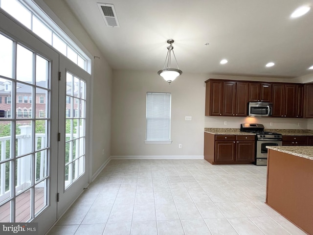 3648 Holborn Pl Unit 3648, Frederick, MD 21704 - kitchen featuring recessed lighting, visible vents, light tile patterned flooring, baseboards, and appliances with stainless steel finishes
