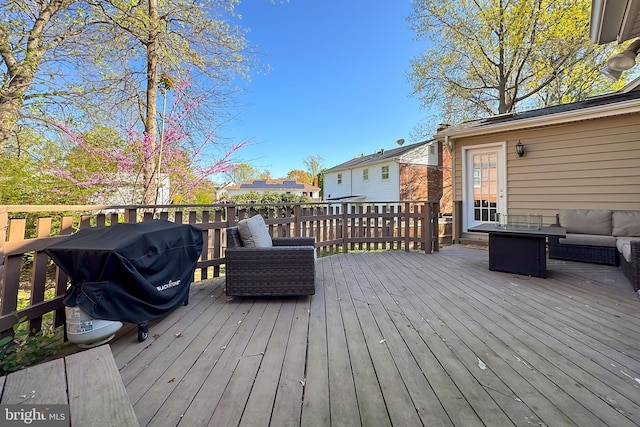 4500 Hadrian Ct, Alexandria, VA 22310 - wooden terrace with grilling area and outdoor lounge area