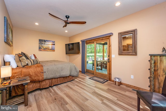 17 Green Jacket Ct, Mc Henry, MD 21541 - bedroom featuring baseboards, recessed lighting, access to outside, and light wood-style floors