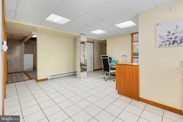 711 Clymer Ave, Sellersville, PA 18960 - office space with a baseboard heating unit, a paneled ceiling, and baseboards