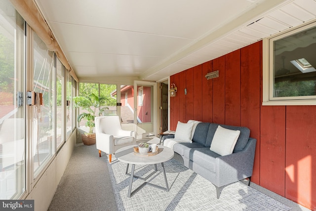 711 Clymer Ave, Sellersville, PA 18960 - sunroom / solarium with outdoor lounge area, wood walls, and carpet floors