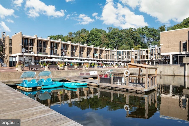 view of dock featuring a water view