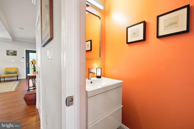 728 Farragut St NW, Washington, DC 20011 - interior space featuring a sink, ornamental molding, and wood finished floors