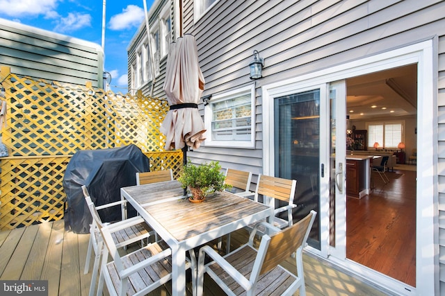 728 Farragut St NW, Washington, DC 20011 - wooden terrace featuring outdoor dining area and a grill