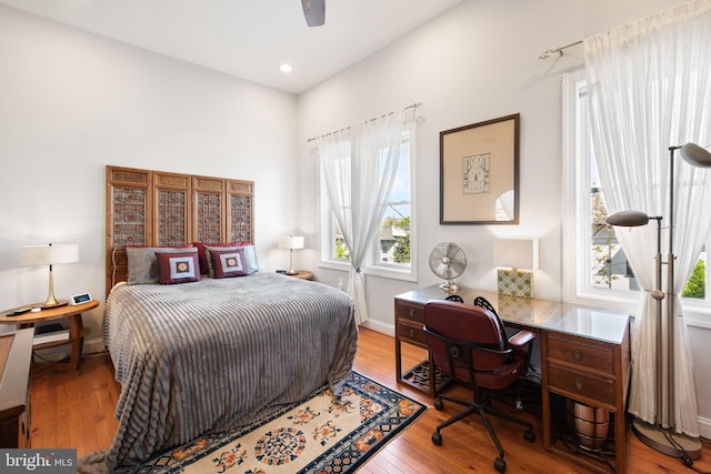 728 Farragut St NW, Washington, DC 20011 - bedroom featuring recessed lighting, baseboards, ceiling fan, and wood finished floors