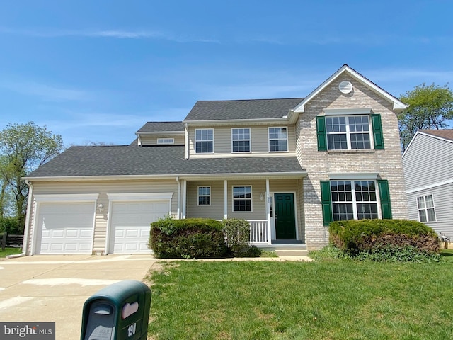 190 Wynnefield Rd, Bear, DE 19701 - traditional-style home featuring a garage, covered porch, driveway, and a front yard