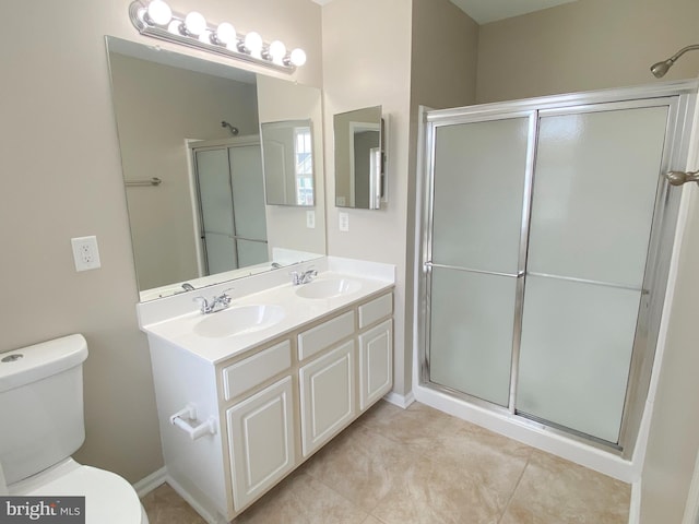 190 Wynnefield Rd, Bear, DE 19701 - bathroom with tile patterned flooring, a sink, a stall shower, and toilet