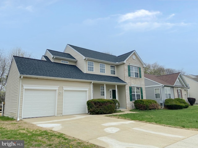 190 Wynnefield Rd, Bear, DE 19701 - traditional home with a garage, a front lawn, covered porch, roof with shingles, and driveway