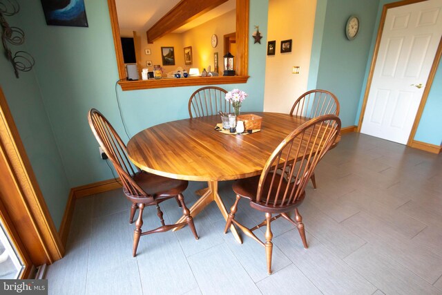 20 Eagle Ct, Gilbertsville, PA 19525 - dining space with baseboards and beamed ceiling