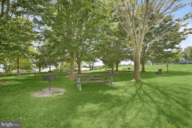 view of property's community featuring a yard