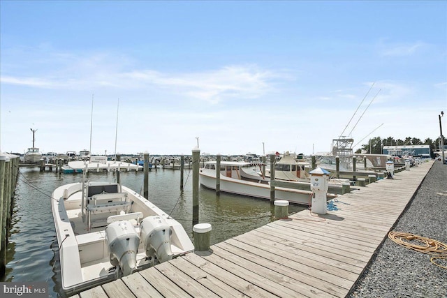 dock area featuring a water view