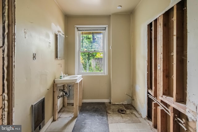 interior space with heating unit