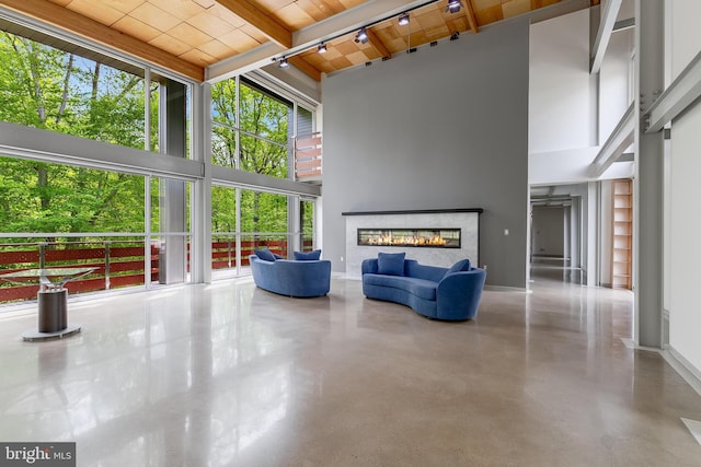 5553 Beverleys Mill Rd, Broad Run, VA 20137 - common area with wood ceiling with exposed beams and a towering ceiling