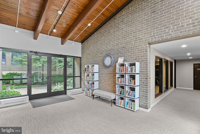803 N Howard St Unit 435, Alexandria, VA 22304 - building lobby with wood ceiling with exposed beams and high vaulted ceiling