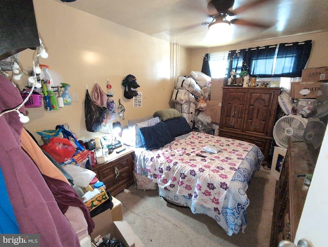 bedroom with carpet and ceiling fan