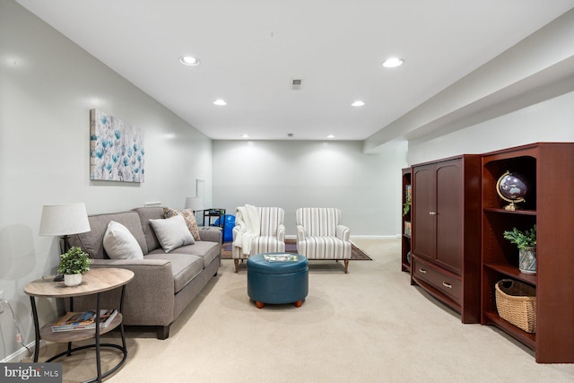 7185 Rivers Edge Rd, Columbia, MD 21044 - living room with light carpet, baseboards, and recessed lighting