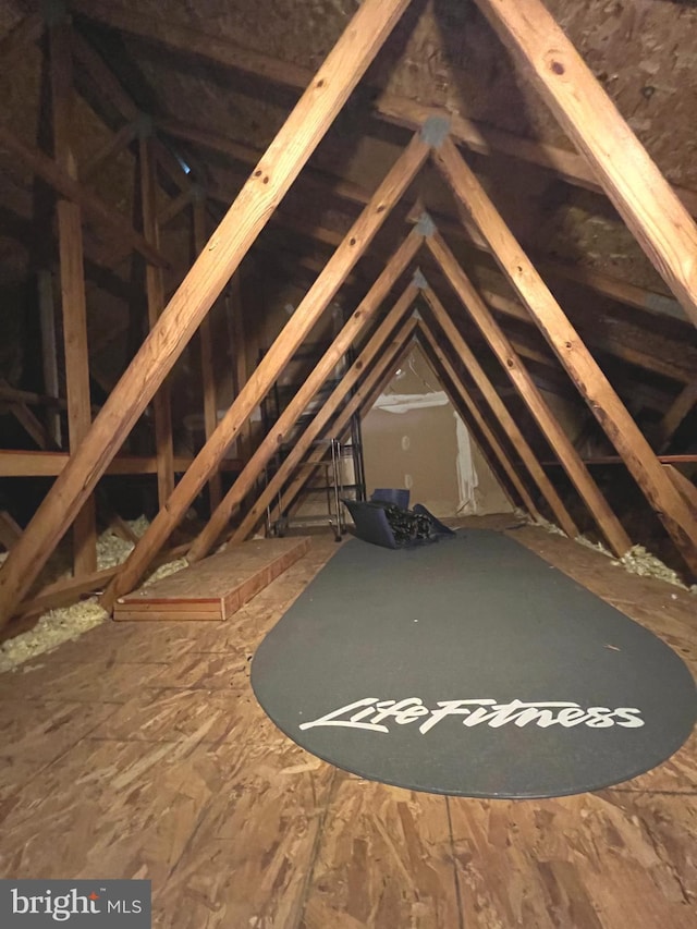 view of unfinished attic