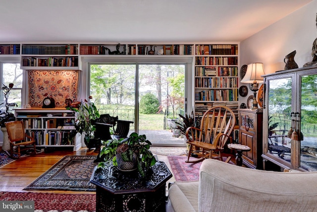 sitting room featuring wood finished floors