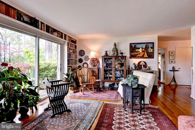 sitting room with wood finished floors