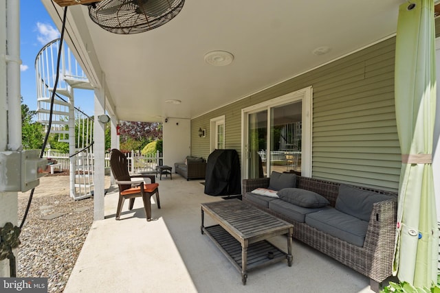 30602 Sandy Landing Rd, Dagsboro, DE 19939 - view of patio with outdoor lounge area and stairway