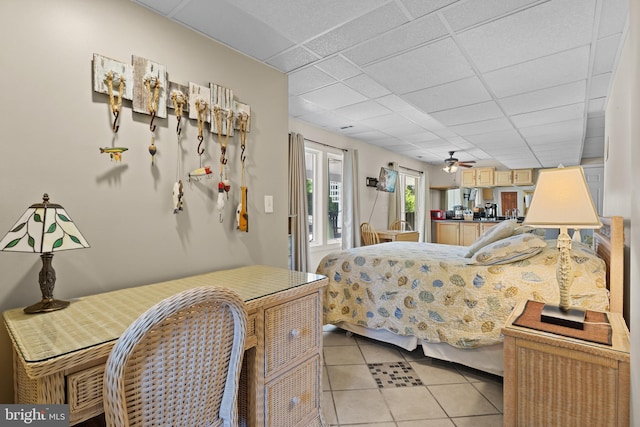 30602 Sandy Landing Rd, Dagsboro, DE 19939 - bedroom with light tile patterned floors, access to outside, and a drop ceiling