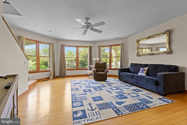 30602 Sandy Landing Rd, Dagsboro, DE 19939 - living area with recessed lighting, ceiling fan, baseboards, and hardwood / wood-style floors