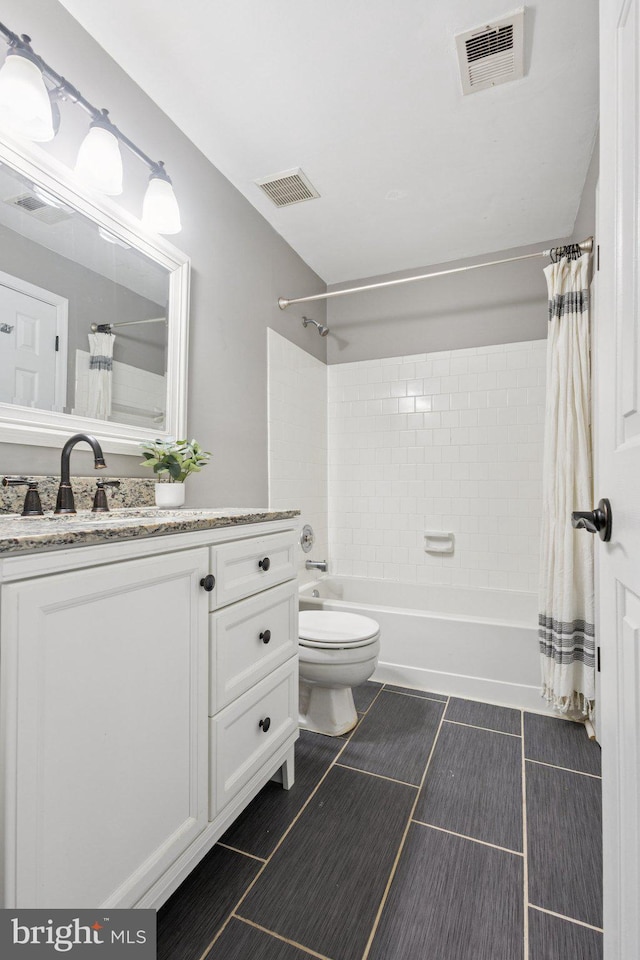3723 Hampton Ct, Alexandria, VA 22306 - full bathroom with shower / bath combo, vanity, and tile patterned floors