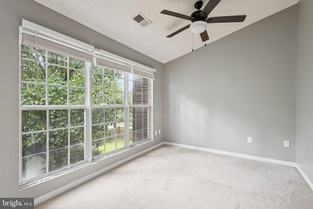 3723 Hampton Ct, Alexandria, VA 22306 - unfurnished room with carpet floors, vaulted ceiling, a ceiling fan, and a textured ceiling