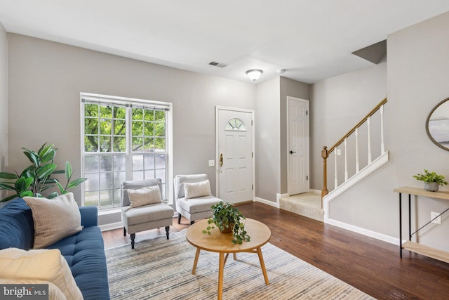 3723 Hampton Ct, Alexandria, VA 22306 - living area featuring stairway and wood finished floors