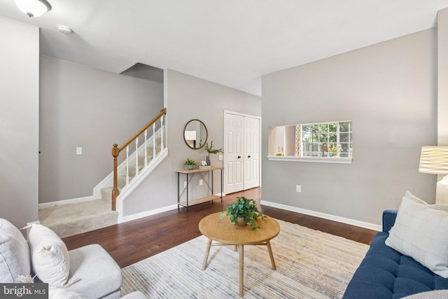 3723 Hampton Ct, Alexandria, VA 22306 - living area with stairs and wood finished floors