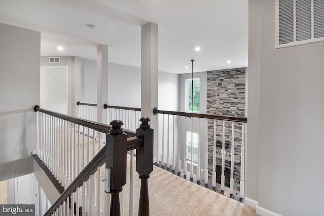 15916 Aerial View Rd, Woodbridge, VA 22193 - hallway with an upstairs landing and recessed lighting