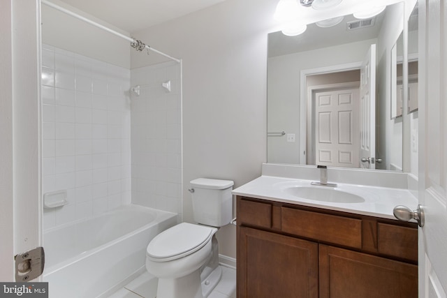 15916 Aerial View Rd, Woodbridge, VA 22193 - bathroom featuring toilet, vanity, tile patterned flooring, shower / washtub combination, and baseboards
