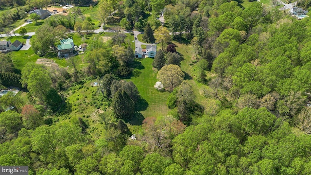 aerial view featuring a view of trees