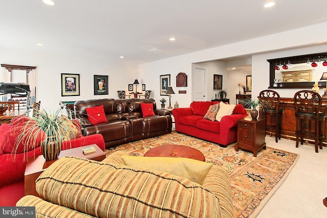 44251 Silverpalm Grove Ter, Leesburg, VA 20176 - living area featuring recessed lighting, a dry bar, and carpet