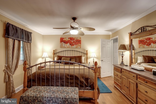 2066 Old York Rd, Burlington, NJ 08016 - bedroom featuring light wood-style floors, crown molding, a ceiling fan, and baseboards